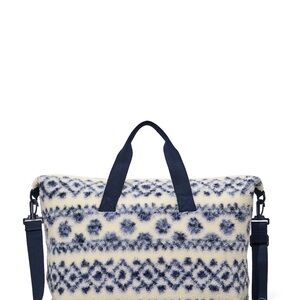 Victoria's Secret Navy and Cream Patterned Sherpa Tote